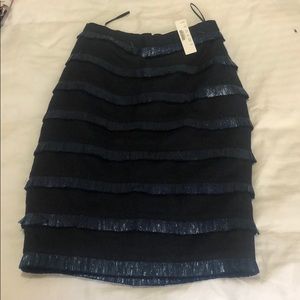 NWT JCrew Collection Navy Pencil Skirt with Fringe - must go by 7/1